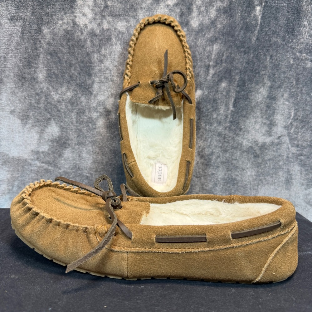 Auden Moccasin Slippers Womens Brown Regular 6 Faux Fur Lined Comfort Shoes